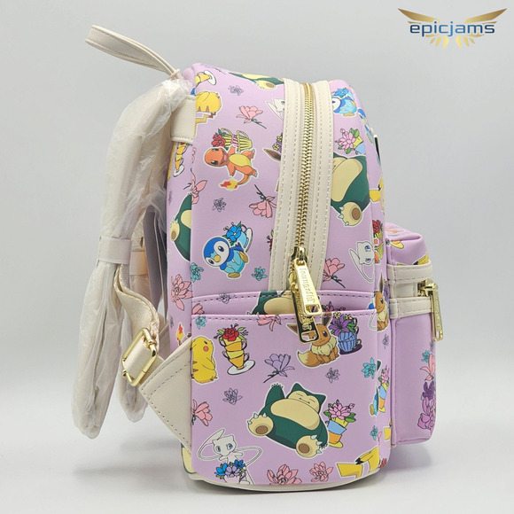 Loungefly Pokemon Pikachu And Eevee Pink Floral Teacups AOP Mini Backpack Bag main image 5